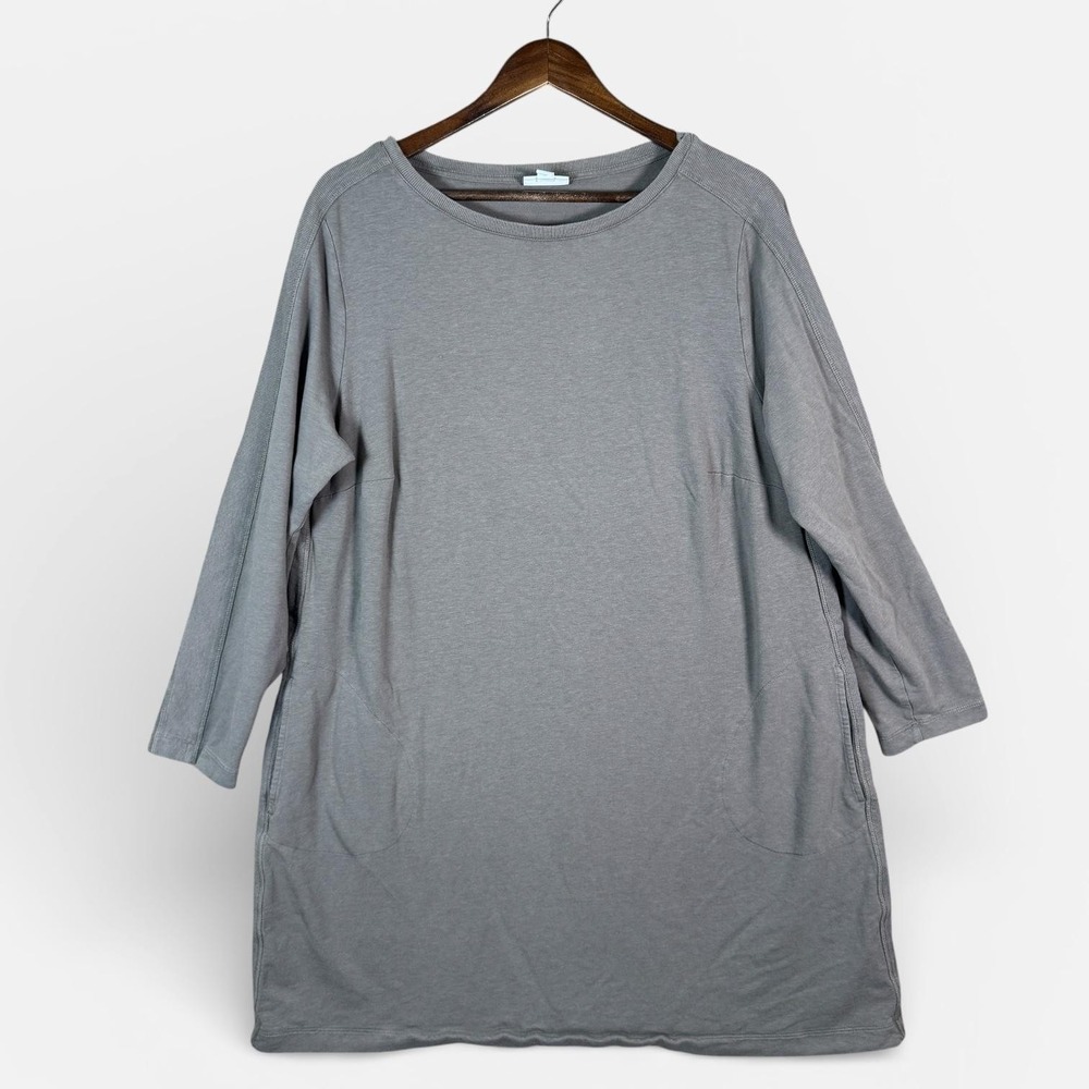 Pure J Jill Dress‎ Womens 2X Gray 3/4 Sleeve T Shirt Knit Pockets Casual Lounge